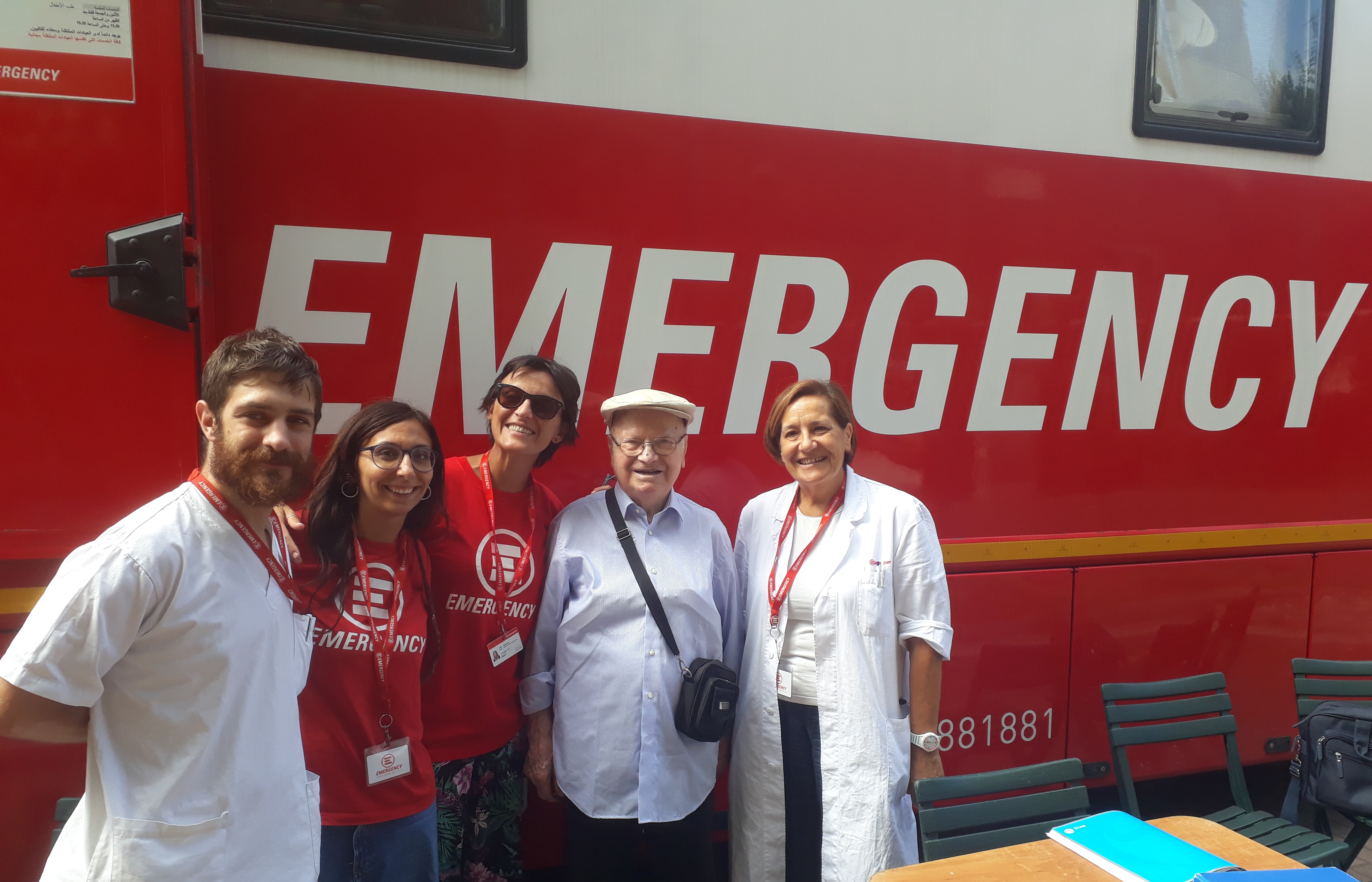 Mr Ricordo with EMERGENCY staff